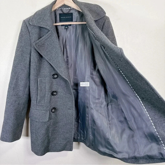 Banana Republic Melange Wool Double Breasted Pea  Coat - Picture 11 of 16